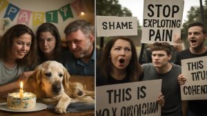 A Dying Dog’s Paper Crown Keeps Slipping — And Someone Won’t Stop Fixing It